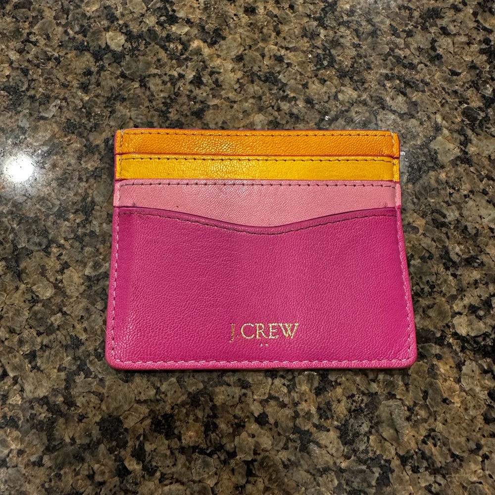 J. Crew Pink and Orange Card Wallet